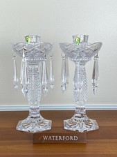Waterford Crystal TARA Candelabra Tall Candlestick with Prisms 10" ~ Pair