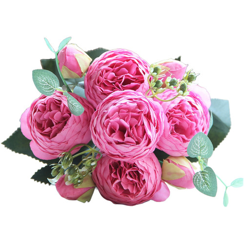 Silk faux peony rose bouquet - silk,