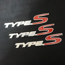 3x Chrome Silver White Red TYPE-S Metal Badge Sticker Emblem Decal 3D Car Luxury