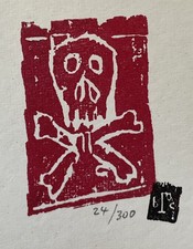 BILLY CHILDISH - UNTITLED WOODCUT STAMP SIGNED LIMITED EDITION PRINT L13