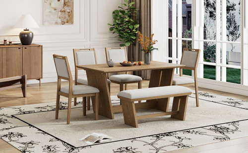 Piece retro dining set with - 6-piece,