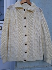 vintage Hand Knitted Size 12/14  chunky Aran CARDIGAN