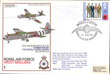 1972 RAF West Malling 60th Anniversary Of Royal Flying Corps Glider Flown Cover