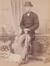 Victorian CDV Photo Man Fashion Terrier Dog Pitbull ? Weston Dover & Folkestone