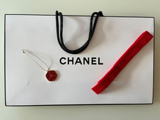 Chanel Red Camellia Charm Empty Gift Bag Red Velvet Ribbon and tissue paper VGC