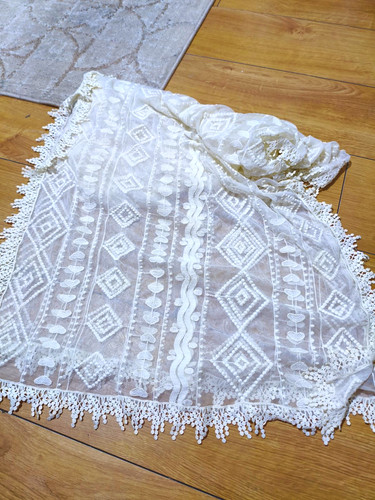 White cotton embroidered - , lace