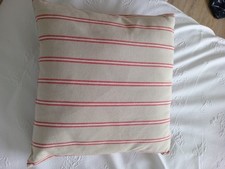 French Linen Ticking New Fixed Cushion 42  x 38cm  Cotton Pad. Washable Material