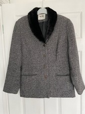 Ladies Wallis Petite Wool Mix two tone grey & black Short Coat Size 12 petite 