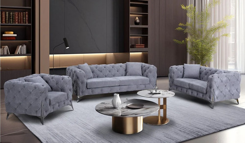 Paris grey fabric - grey, chesterfield