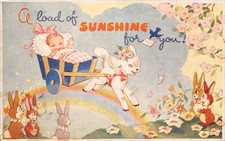 BAMFORTH MERRY MESSAGE CHILDREN'S POSTCARD NO G56 BABY UNUSED  VERY GOOD