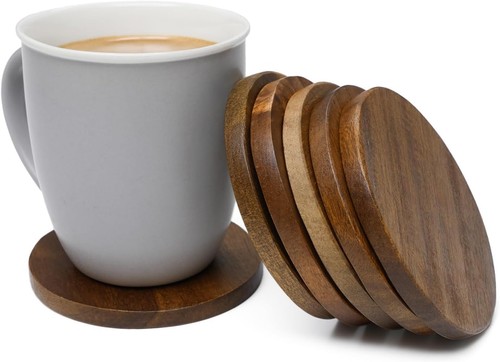 Wooden coasters set - wooden, 6