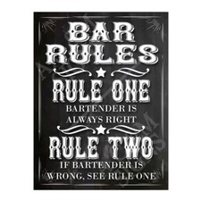 Metal Sign Plaque Bar Rules