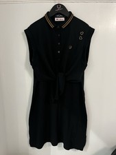 Fred Perry X Amy Winehouse Tie Front Dress UK 16 Black.
