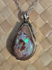 mexican fire opal sterling silver 925 pendant necklace jewellery handmade