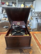 Vintage His Masters Voice Model 103 Gramophone&2 Tins Of Needles 44x39x34cm
