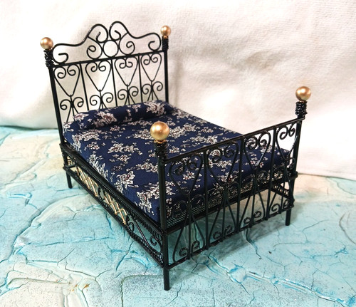 Dollhouse double bed black - dollhouse,