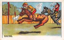 Lot220 uk horse riding race comic postcard horse fooled with a carrot