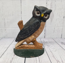 Owl Cast Iron Door Stop Heavy cast iron Hand Painted Country House 9" Tall