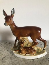 Vintage Fasold & Stauch Wallendorf Porcelain Figurine of Deer and Fawn.