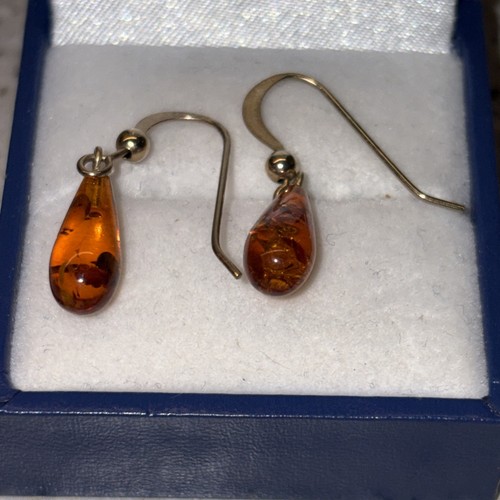 9ct gold amber droplet - 9ct,