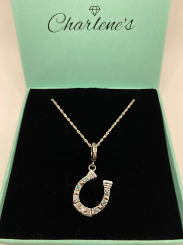 Lucky horseshoe blue s925 - horseshoe,
