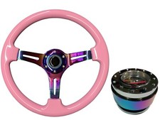 Pink Neo Chrome TS Steering Wheel + Neo Quick Release boss NCh for NISSAN