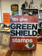 Large Original Vintage not Repro Copy British We Give Green Shield Stamps Sign