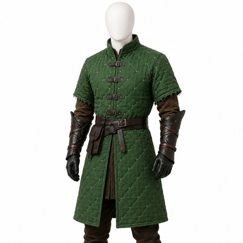 Medieval green quilted - green,