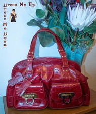 Dents Vintage Red Mock Croc