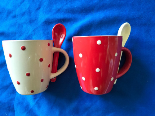 Ceramic red white polka - 2,
