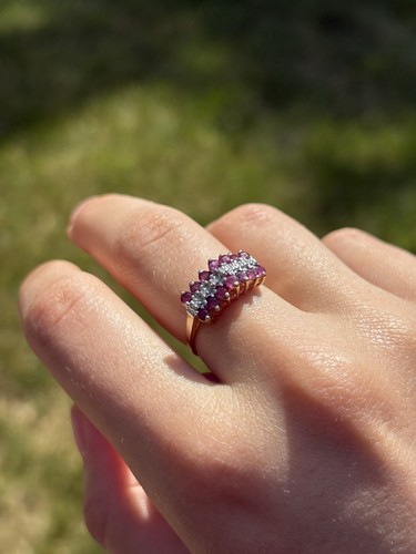 10k yellow gold ruby - gold, diamond