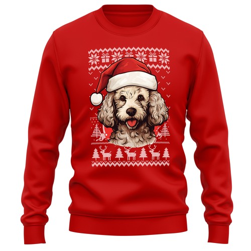 Christmas poodle jumper - christmas,