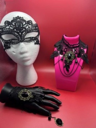 Gothic black lace masquerade - gothic,