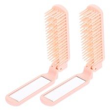  2 Pcs Mirror Comb Man Small Foldable Folding Hair Brush and Combs Compact