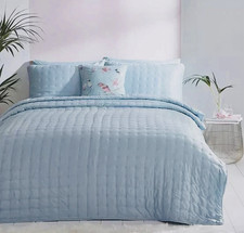 Bedspread Pillowsham Set 3Pcs Set Quilted Eden Sweeping Duck Egg DOUBLE RRP £69