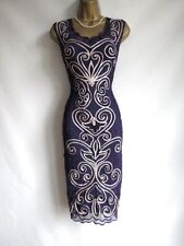 Phase Eight purple ethnic tapework mesh bodycon dress size 12