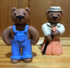 RARE 1995 Kellogg's Teddy In My Pocket - Mom Bear & Dad Bear Figure MEG Brown 2)