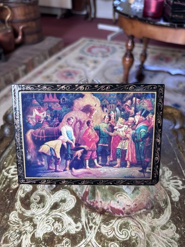Russian style lacquer trinket - russian,