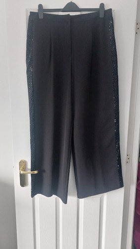 Black wide leg trousers - black, with
