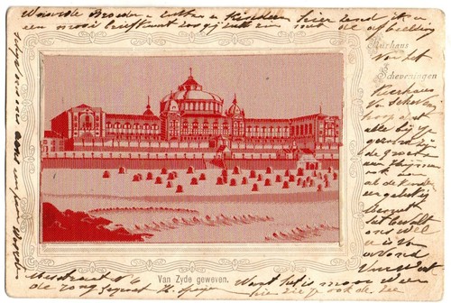 Early silk postcard kurhaus - postcard,