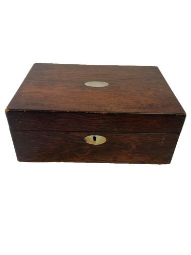 Antique mahogany sewing box - antique,