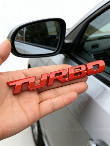 Red metal turbo logo emblem - red,