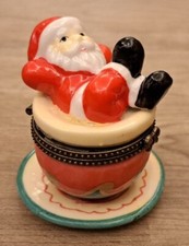THE ODD BOX CO SANTA FATHER CHRISTMAS TEA CUP HINGED TRINKET BOX XMAS SAINT NICK
