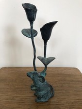 Flowers and Field Mouse, Metal Candle Holder.