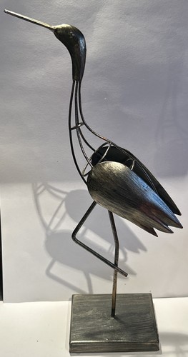Vintage metal heron - metal, crane