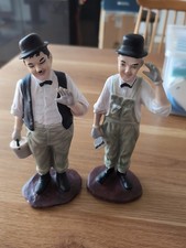 Laurel & Hardy Hand painted Portuguese Ceramic Figures