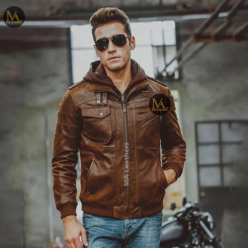 Men leather jacket - men's,