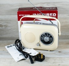Red 583345 Small Portable Retro Radio Cream Includes Mains Lead Manual Boxed VGC