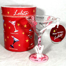 New Lolita Mini-Tini Pink Ribbon Christmas Love My Martini Glass Ornament