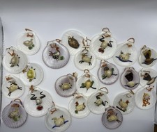 Vintage Handmade Seashell Bird Fish Frog Ornament Shell Christmas One Of A Kind